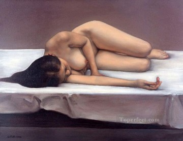 ヌード Painting - ベッドの中国人少女のヌード
